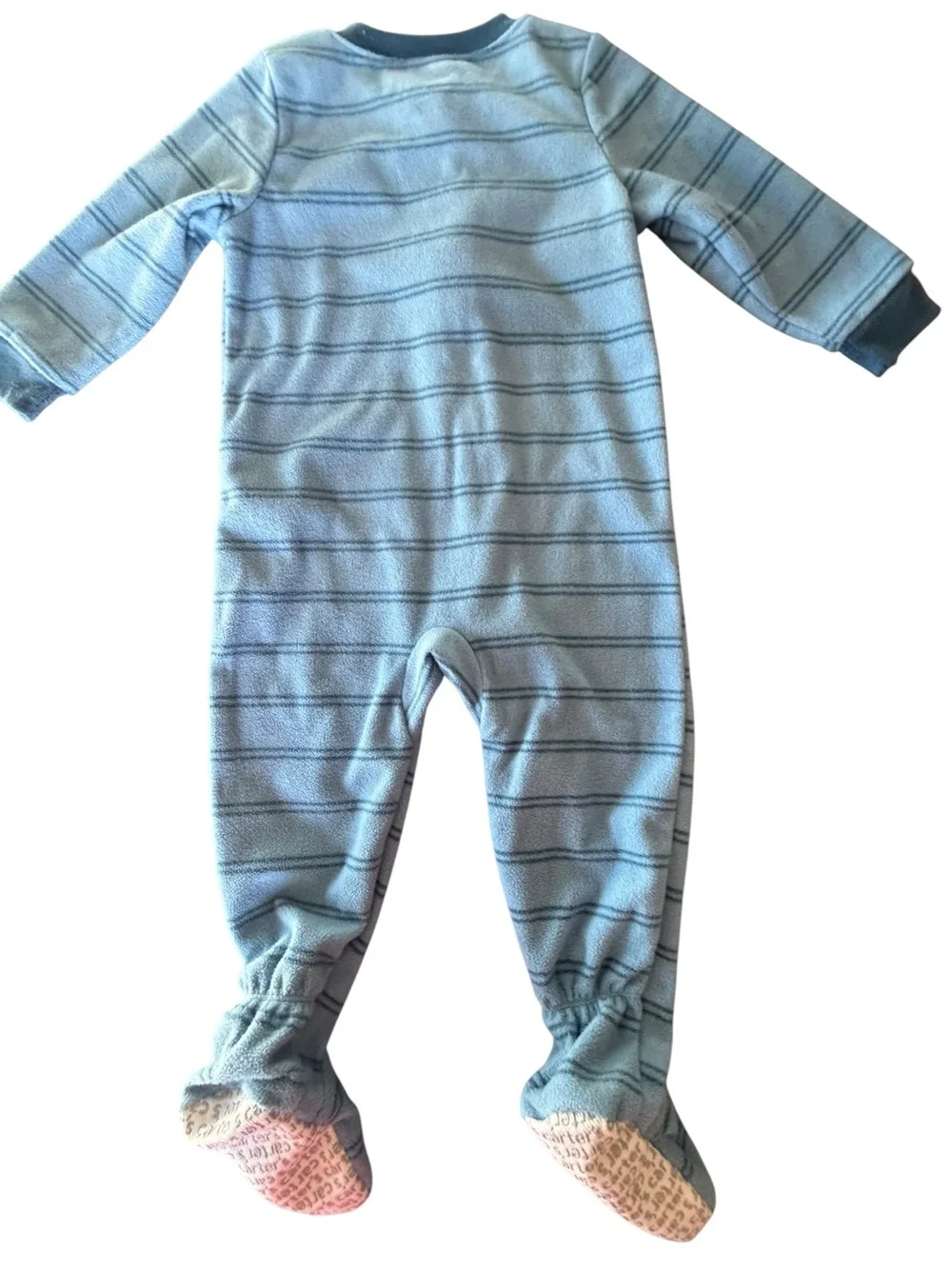 Carter’s Blue Striped Fleece Footed Zip Sleeper Pajamas 18M